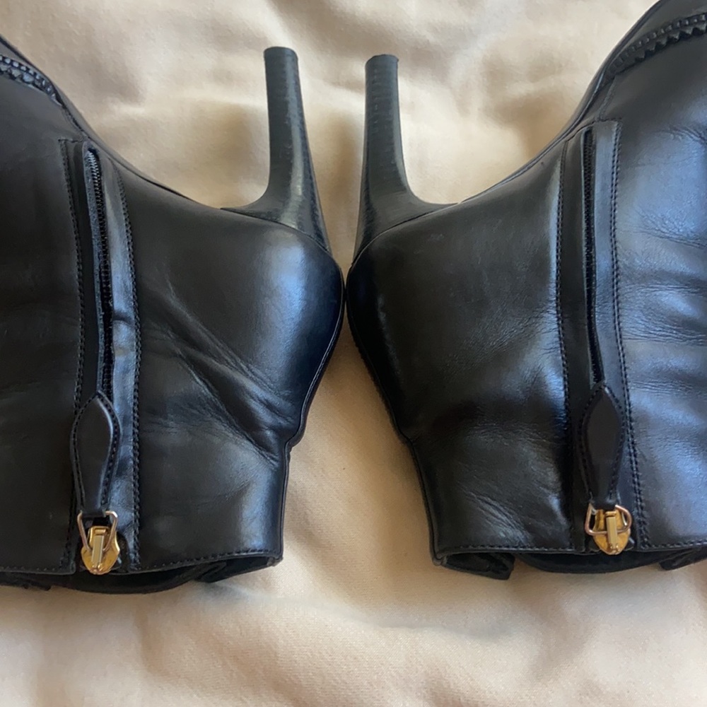 Burberry Black Leather Ankle Booties with Gold Buckle - Picture 9 of 16